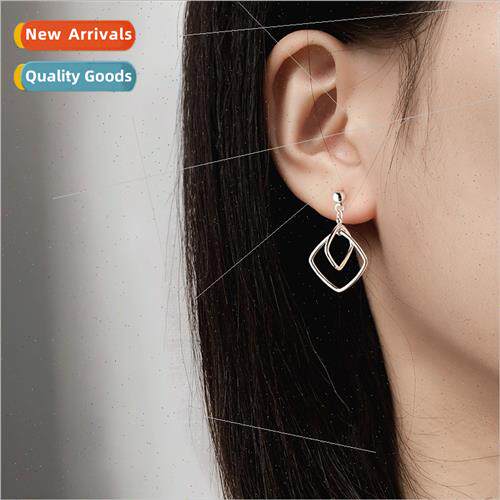 Irregular rhombus square box earrings cold wind hundred matc