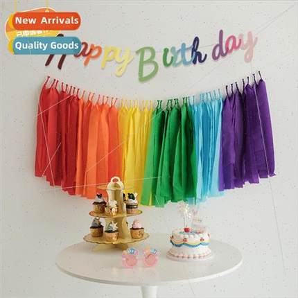 Colorful amese Happy Birthday Alphabet Pull Flags Baby Weeke