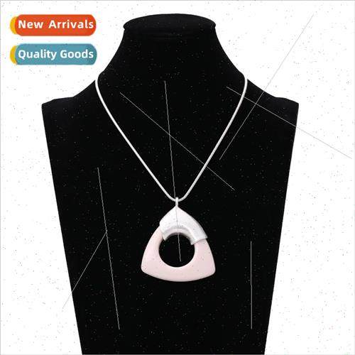 Necklace Europe Vintage Long Necklace Triangle Resin Metal L