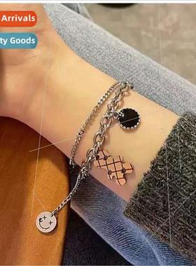 Double splicing chain bear bracelet men women ins niche hund