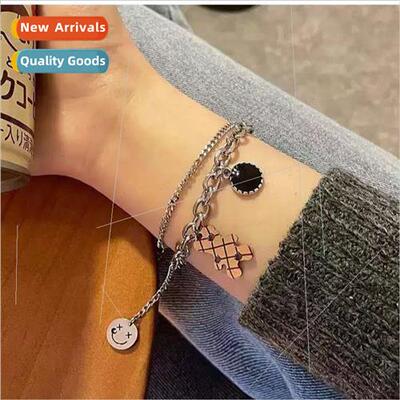 Double splicing chain bear bracelet men women ins niche hund