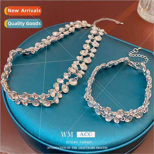 Europe diamond oval double-layer necklace metal collarbone c