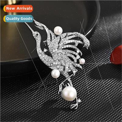luxury cranes brooch elegant zirconia peplum chest cheongsam