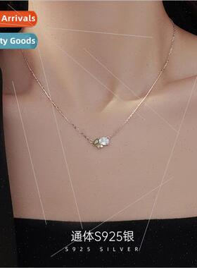 S925 silver love heart necklace women niche zirconia geometr