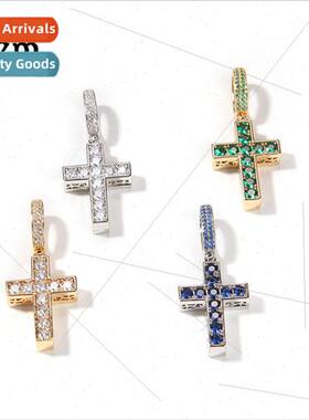 Vintage spring Europe colorful copper cross pendant hip-hop