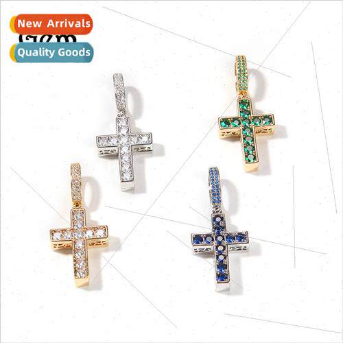 Vintage spring Europe colorful copper cross pendant hip-hop