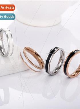 Black Whe Drip Couple Ring Tanium Steel Gold-Plated Men Micr