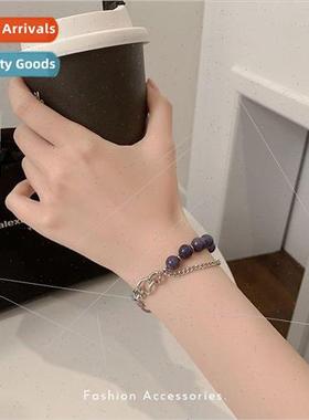 Beaded amethyst bracelet 2022 new female summer niche fashio