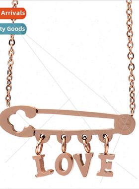 Korea ins pin wh pendant Love rose gold necklace female fash