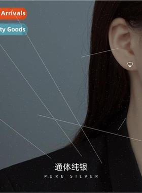 S925 silver French cute love earrings female Korea mini peac