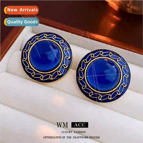Earrings silver pin earrings wh diamonds blue round flower p