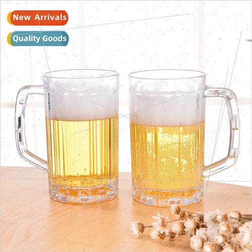 Plastic large-capacy transparent PS beer mug wh handle thick