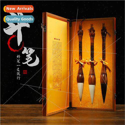 brushes set red sandalwood carved dragon wolf hair brushes s