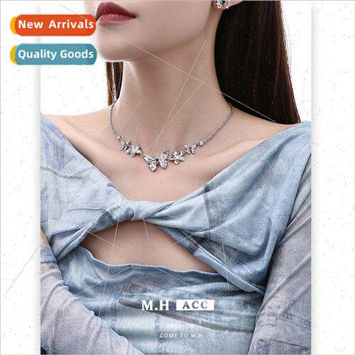 Ancient word painting butterfly necklace female zirconia doe