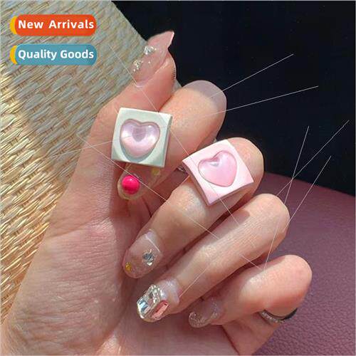 Asymmetric square love earrings female 2023 new Korea gentle