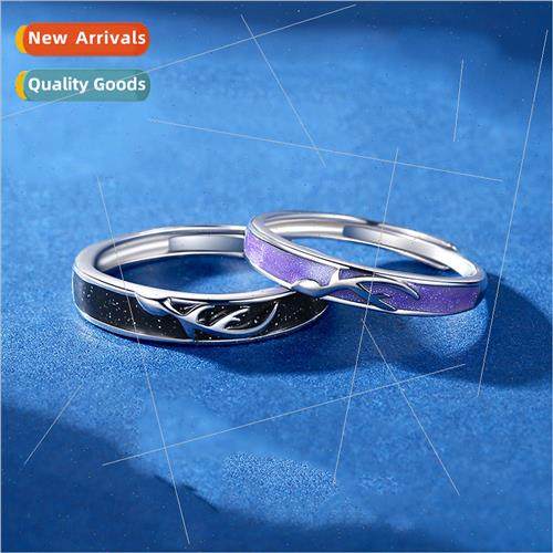 One Deer适用You Couple Rings Women Men Pair Niche Silver Pla