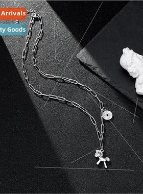 Korea cute pony tanium steel necklace immediately money fema