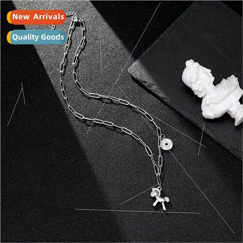Korea cute pony tanium steel necklace immediately money fema