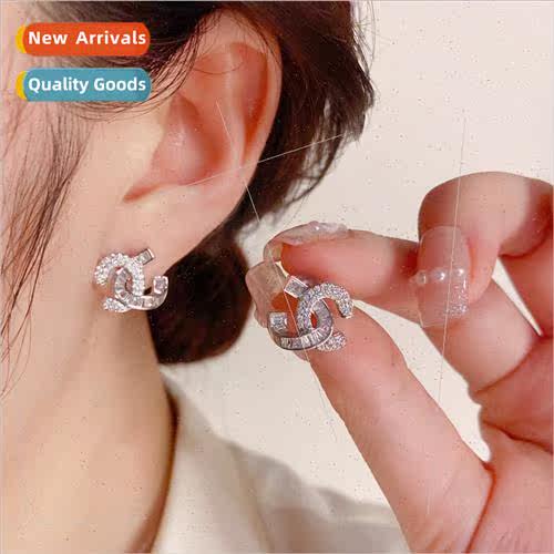 s925 silver needle delicate fashion zirconia letters earring