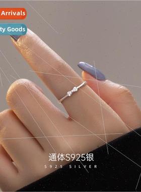 S925 silver wh diamond bow ring Korea simple open index fing
