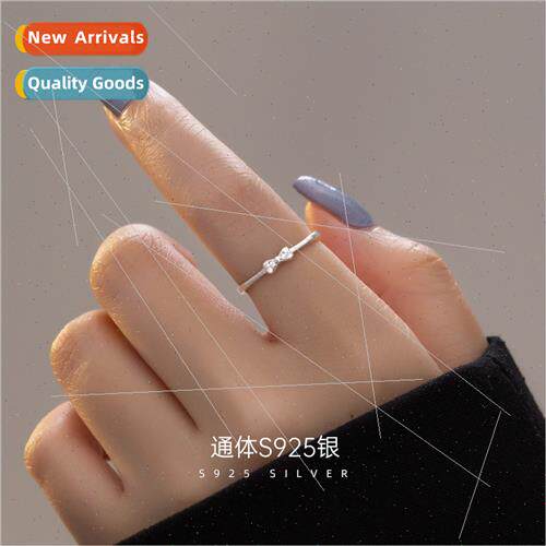 S925 silver wh diamond bow ring Korea simple open index fing