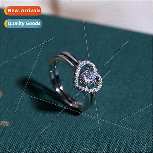 Zhenxin new full brick heart ring female fashion Europe two