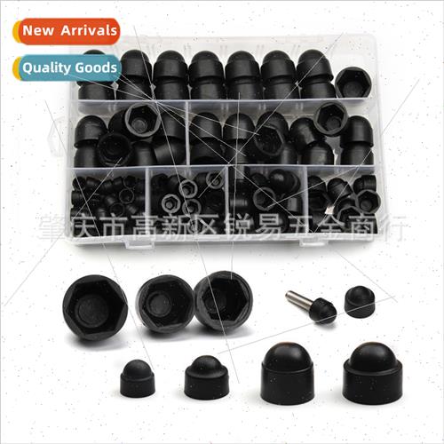 145pcs Black Rubber Hex Nut Caps Boxed Protective Caps M4-M1