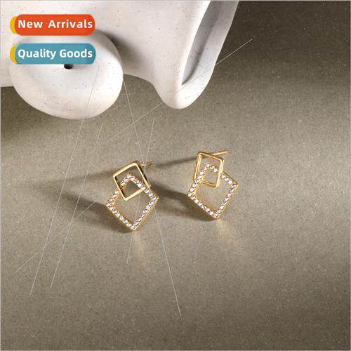 Earrings female retro 925 silver new hollow ins cold wind fa