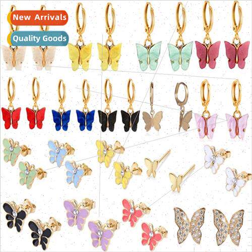 Fashion Earrings Acetate Butterfly Earrings Colorful Pop Ear