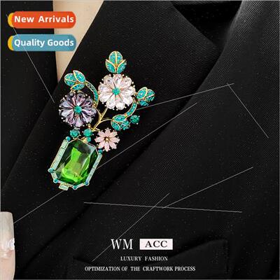 Brooch Green Flower Corsage Fashion Hundred Jewelry Women
