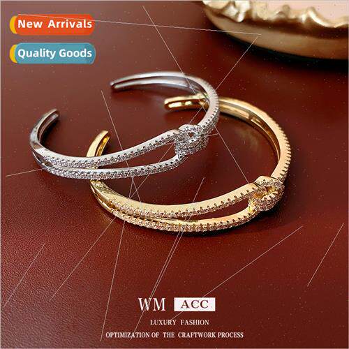 Zirconia splicing double metal open bracelet fashion bracele