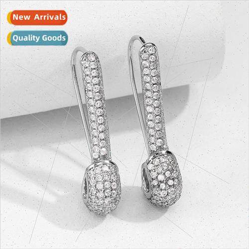 Pin ear clip shape retro zirconia earrings Europe trinkets p