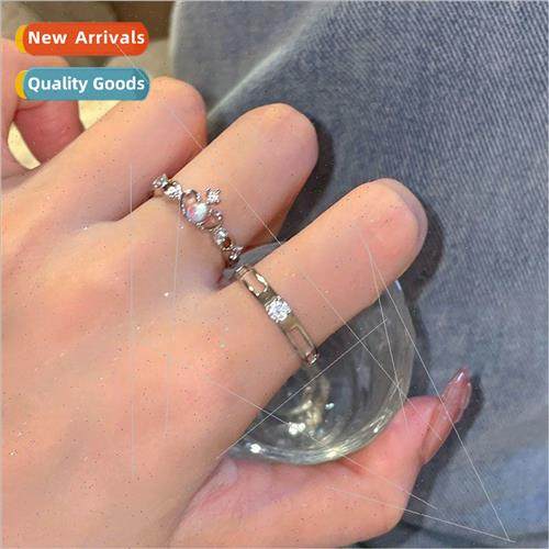 Moonstone ring female ins niche crown lovers ring hundred op