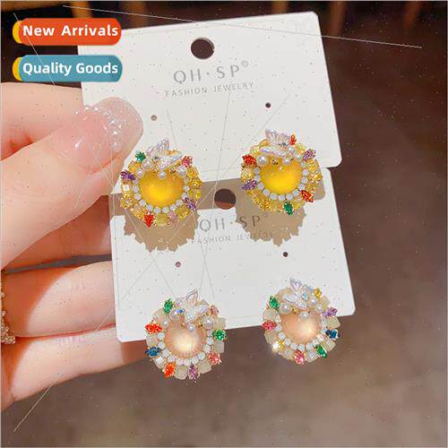 Arts crafts handmade colorful butterfly earrings female s925