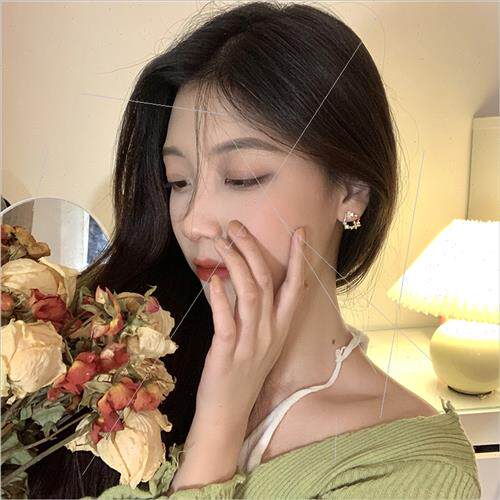 S925 silver pin flower earrings niche female earrings ear je