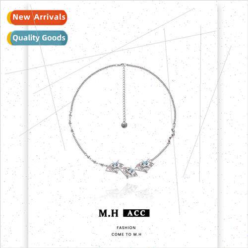 Color zirconium cranes fan collarbone chain female retro del