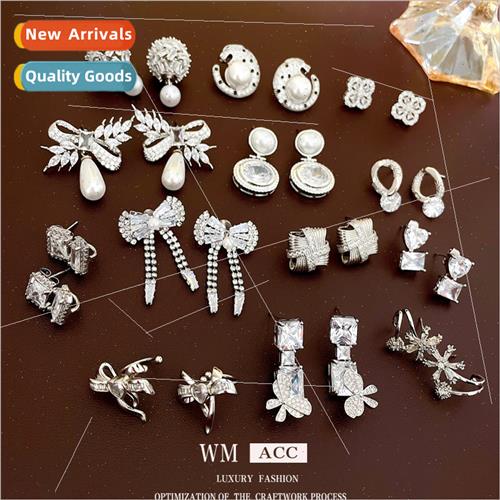 lver pin micro-set zirconia bow drop pearl earrings fashion