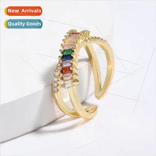 Colorful zirconia cross ring women hundred Europe fashion op