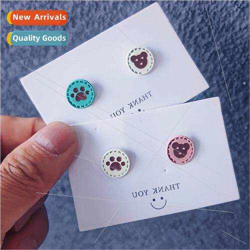 Korea retro round bear earrings cute girl bear bear claws as