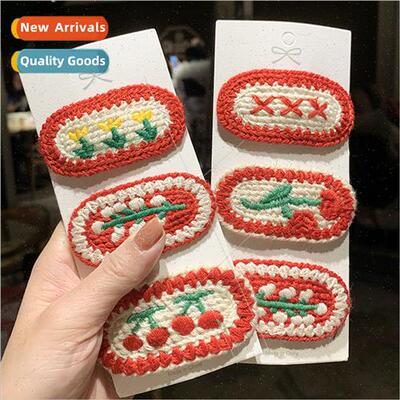 Woolen knted hair clips bb side clips braided broken hair ba