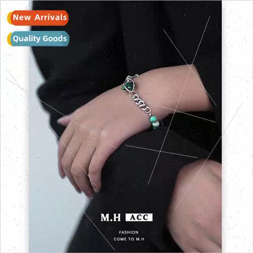 Green natural stone bracelets versatile fashion niche string
