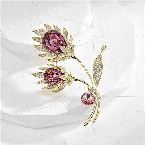 Purple crystal calla lily brooch phoenix feather flowers hig