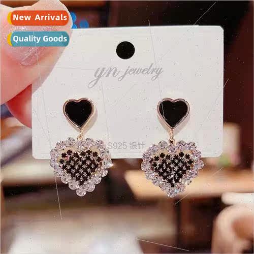 s925 silver pin earrings earrings female new oil drop inlaid