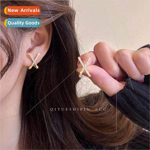 X cross earrings 2023 new tide earrings female simple ear je