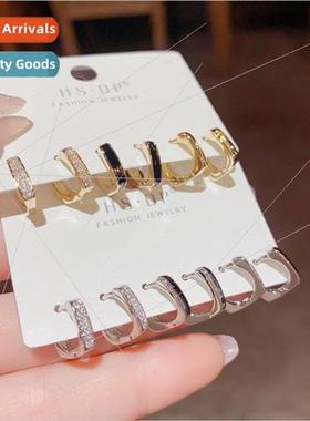 Minimalist sixpcs oil drop square earring clasp set small ni