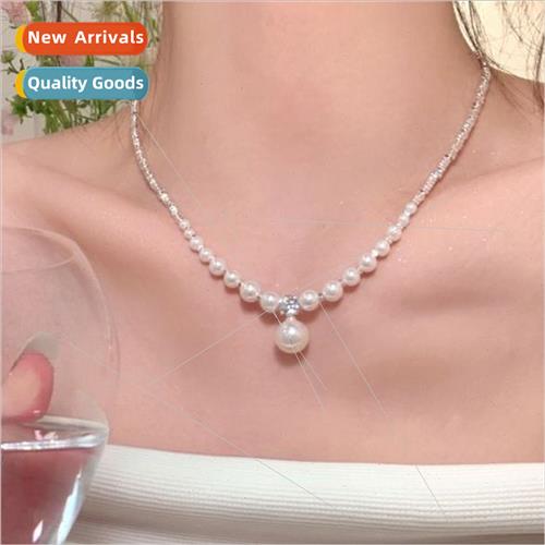 2023 Crushed silver pearl droplets necklace crushed silver a