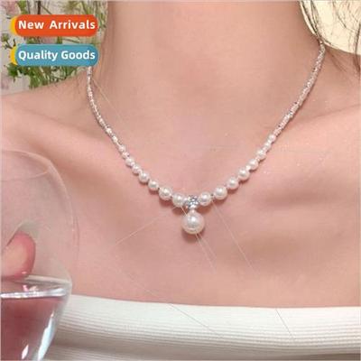 2023 Crushed silver pearl droplets necklace crushed silver a