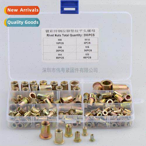 200pcs M3M4M5M6M8M10 Color Zinc Plated Vertical Flat Rivet N
