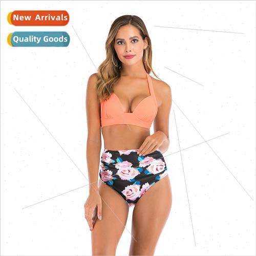 2021 New Spl Swimsu Europe Sexy High Waist Belly Shading Con