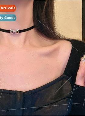 Spicy superlative black bow choker collarbone chain female s